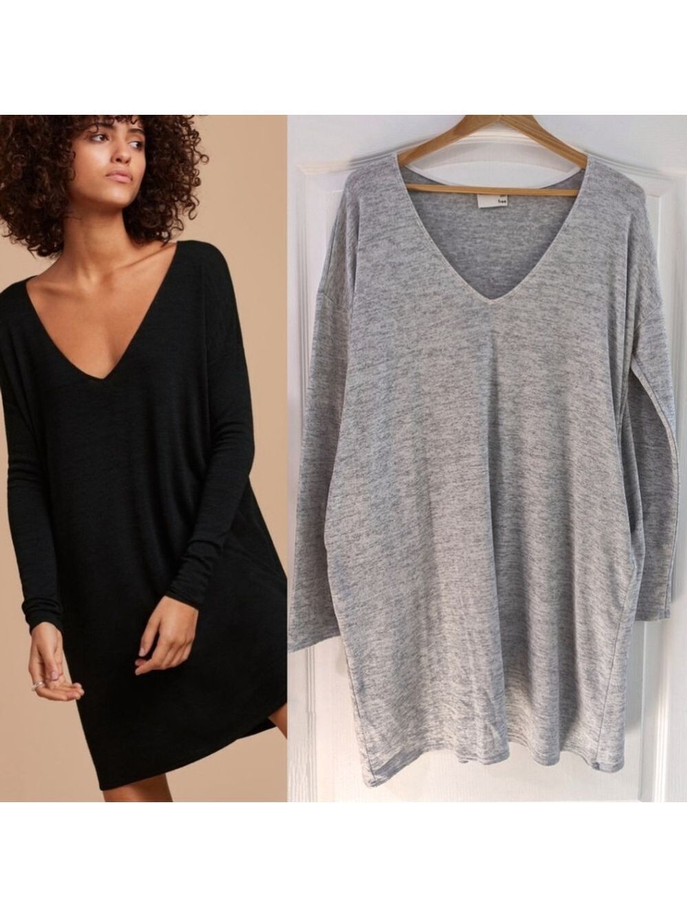Aritzia Wilfred Free | Gail long sleeve reposa dress in light heather grey